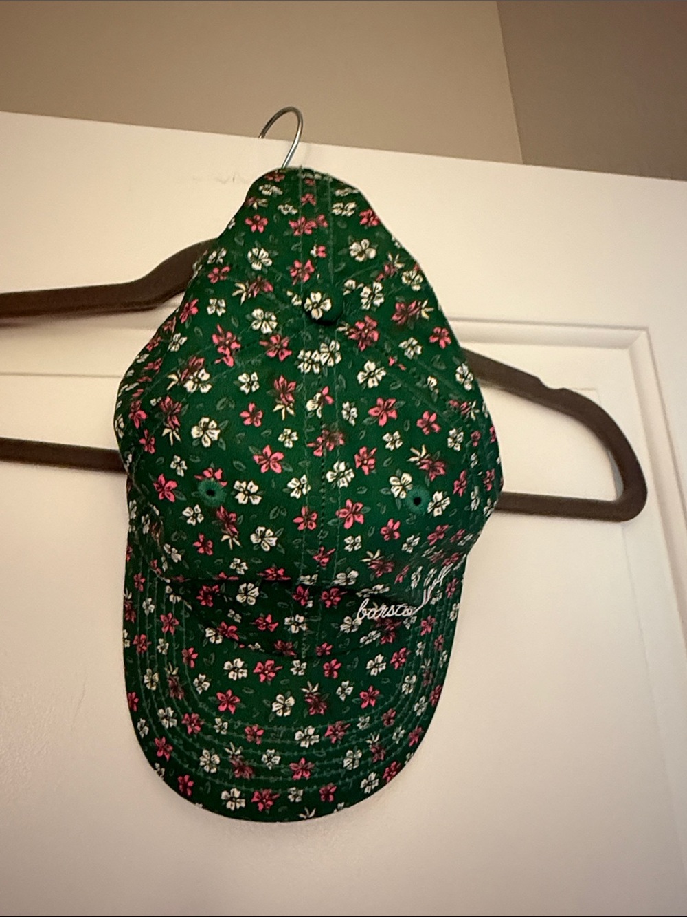 Barstool Sports Floral Green Baseball Cap with Pink & White Accents